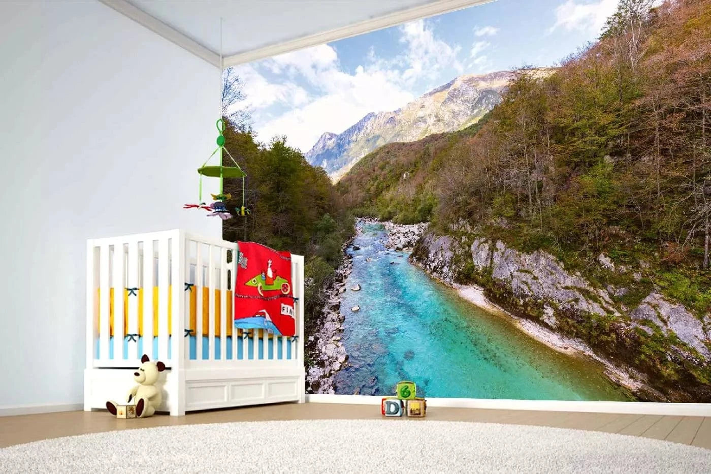 Fototapetes ar skaistu ainavu - Soca upe Slovēnija - dabas skats D-ART