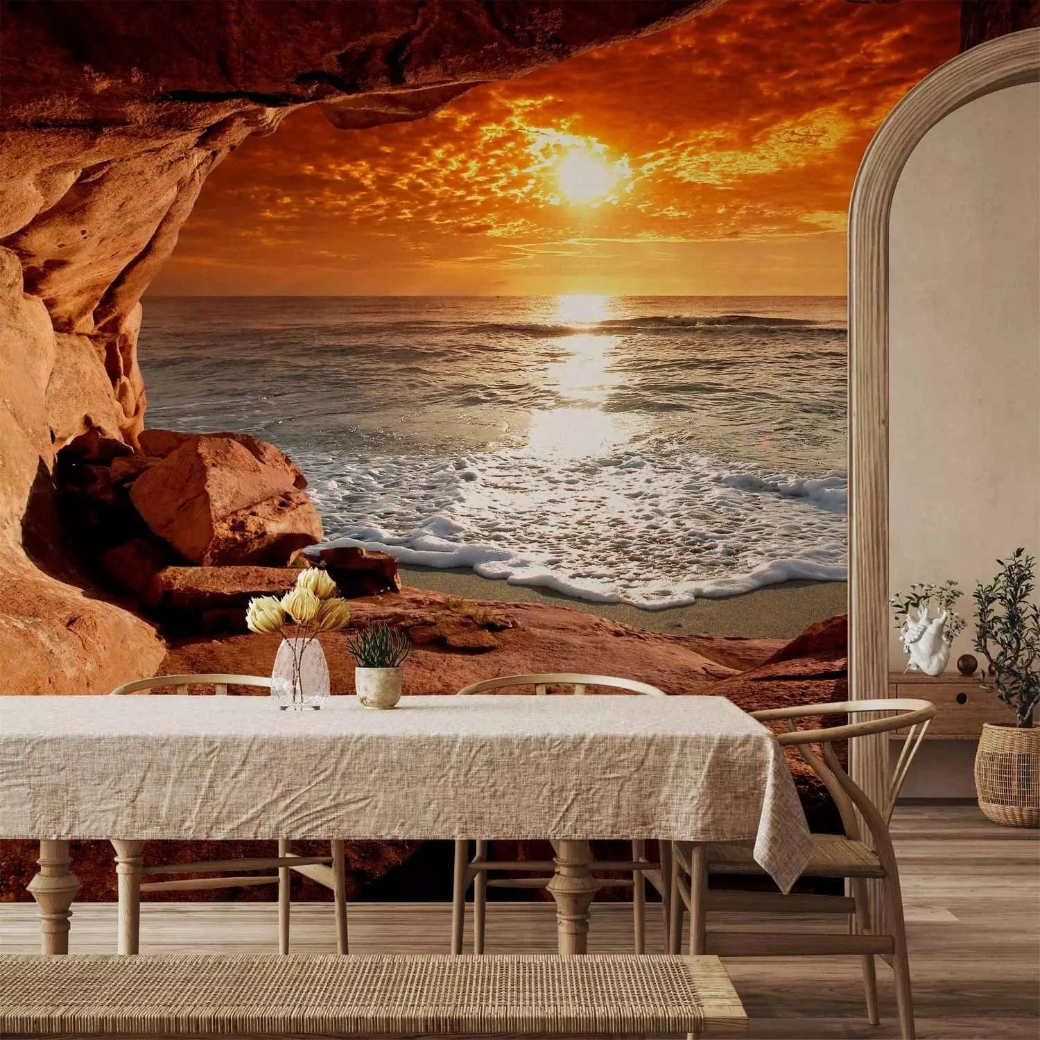 Fototapetes ar 3d efektu - Pie jūras (oranžā toņos), 106593 G-ART