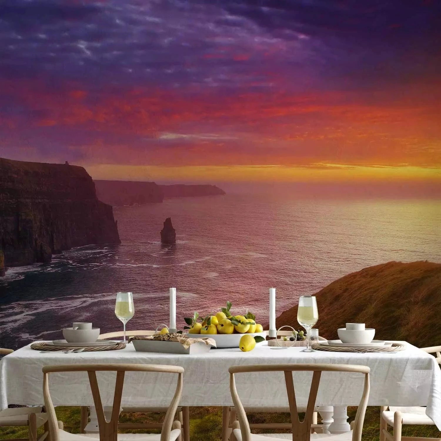 Fototapetes ar skatu uz jūru - Mohēras klintis, Īrija, violeta G-ART