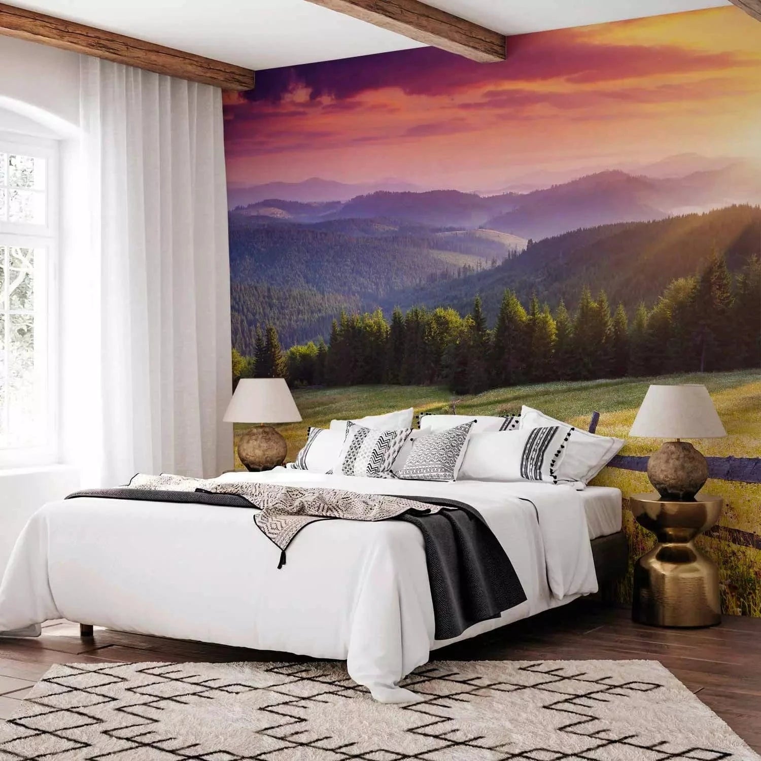 Fototapetes ar skatu uz kalniem - Kalni rītausmā - uz pasūtījumu G-ART