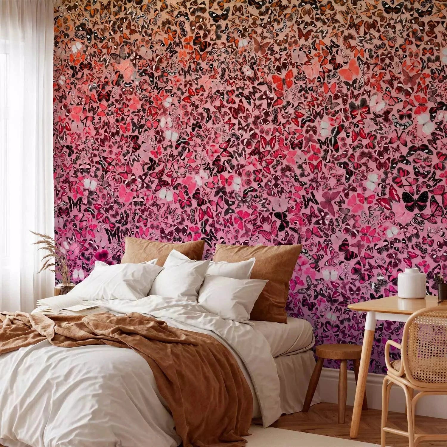 Fototapetes ar tauriņiem - Tauriņu valoda, rozā toņos G-ART