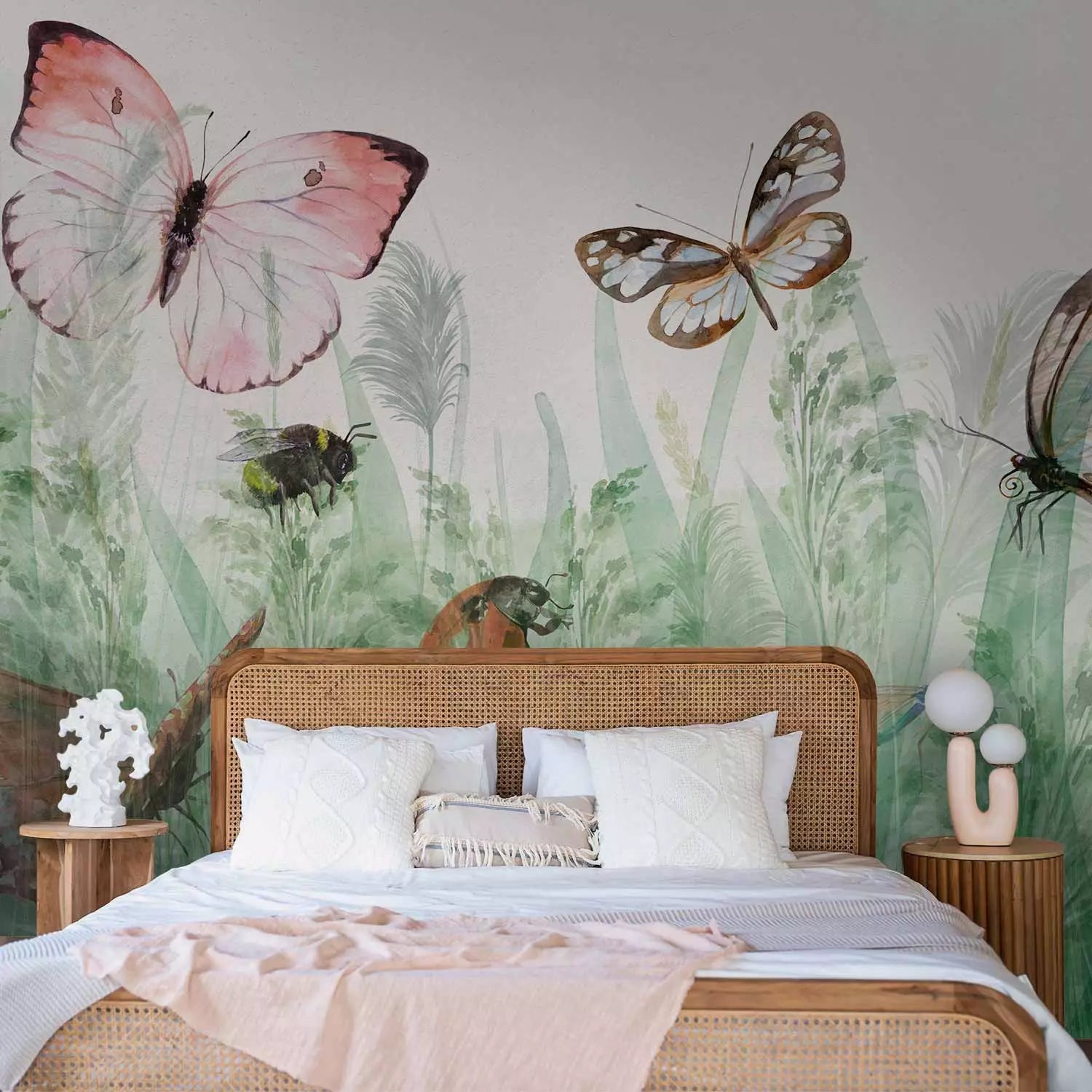 Fototapetes ar tauriņiem zaļos toņos, bērnistabai, 143847 G-ART