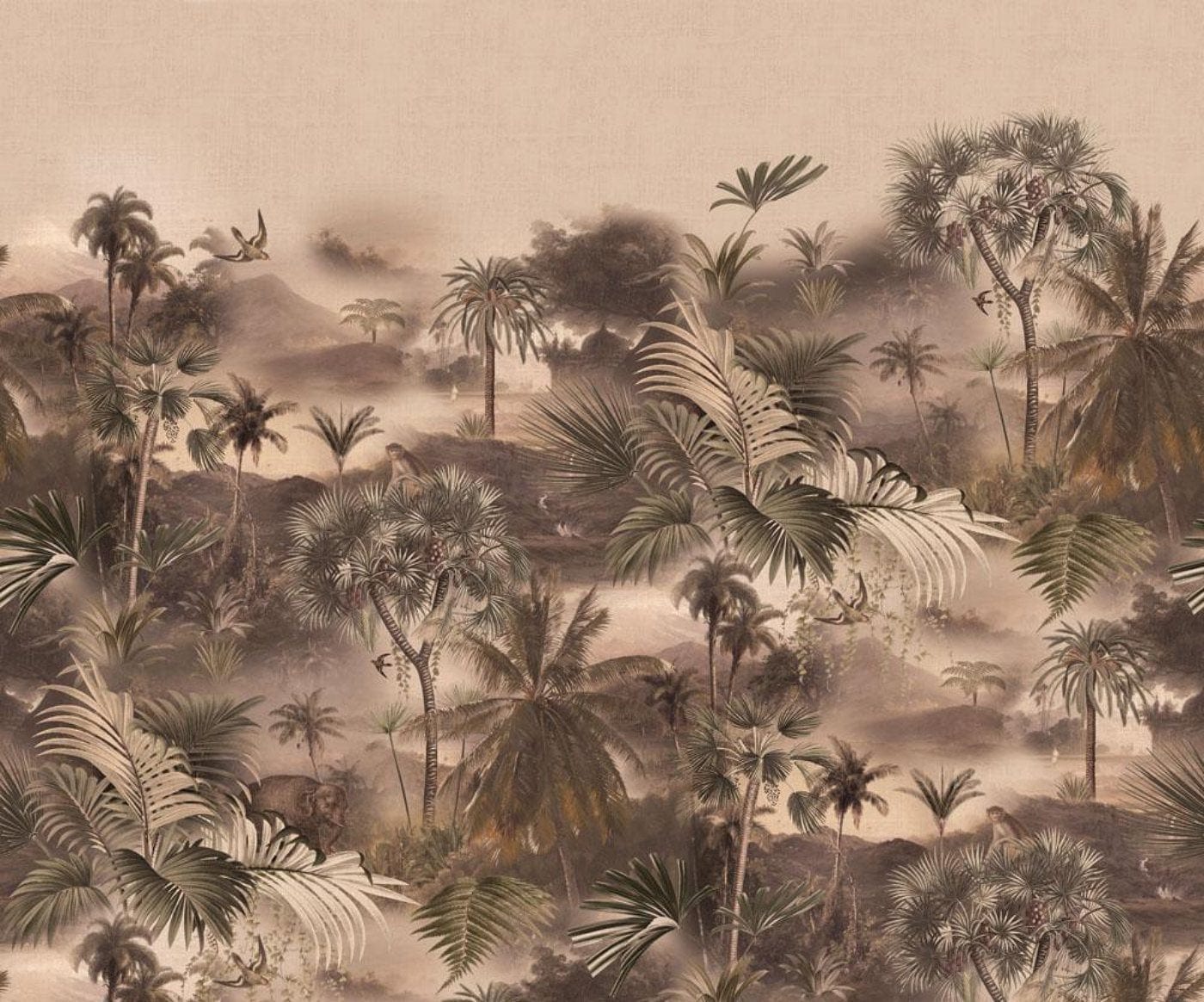 Fototapetes ar tropisko ainavu brūnos toņos, RASCH, 543629, 371x300 cm RASCH