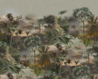 Wall Murals with tropical landscape in green shades, RASCH, 2045536, 371x300 cm RASCH
