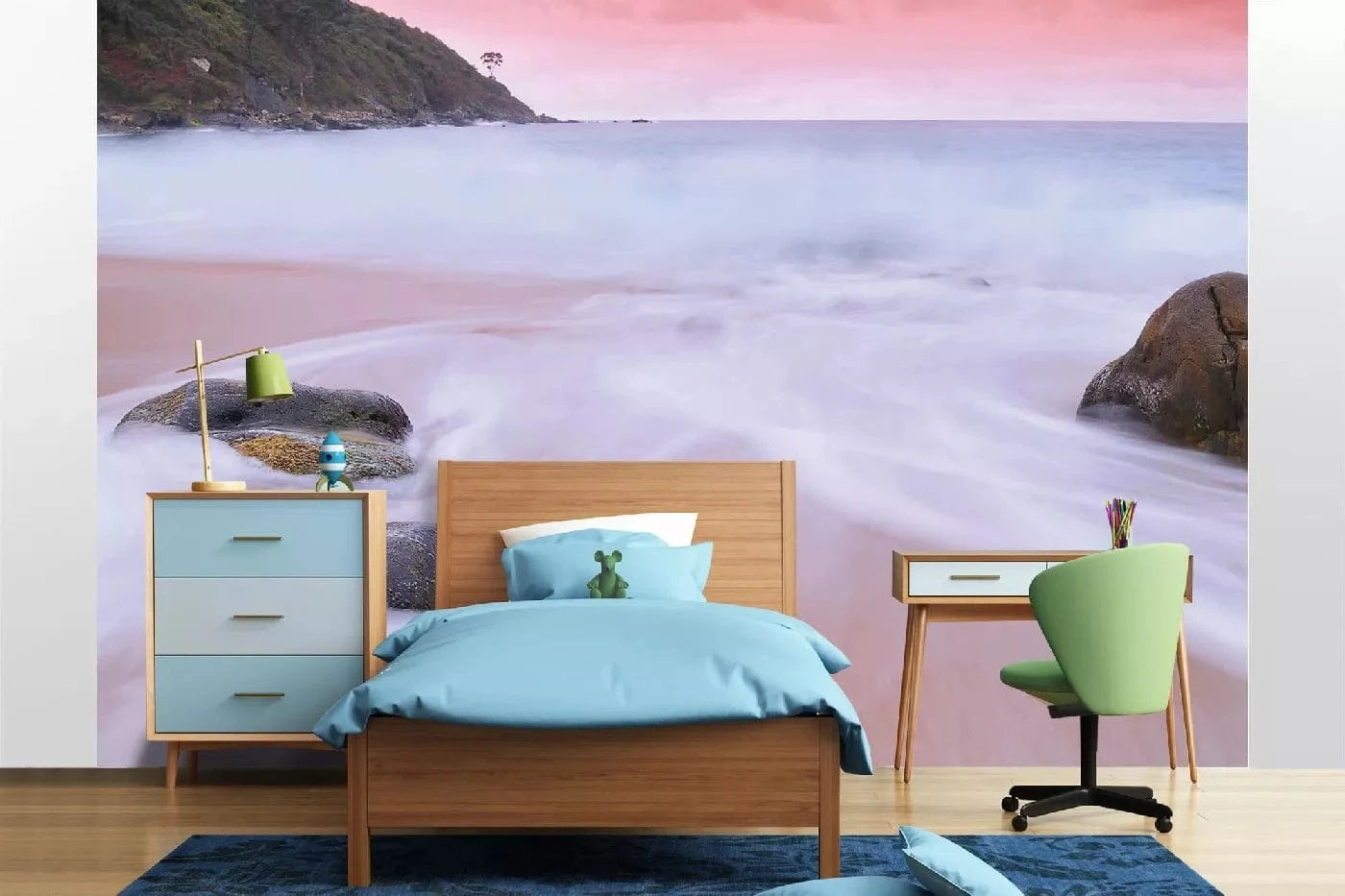 Fototapetes ar tropisko pludmali - Noslēpumainā pludmale, rozā toņos D-ART