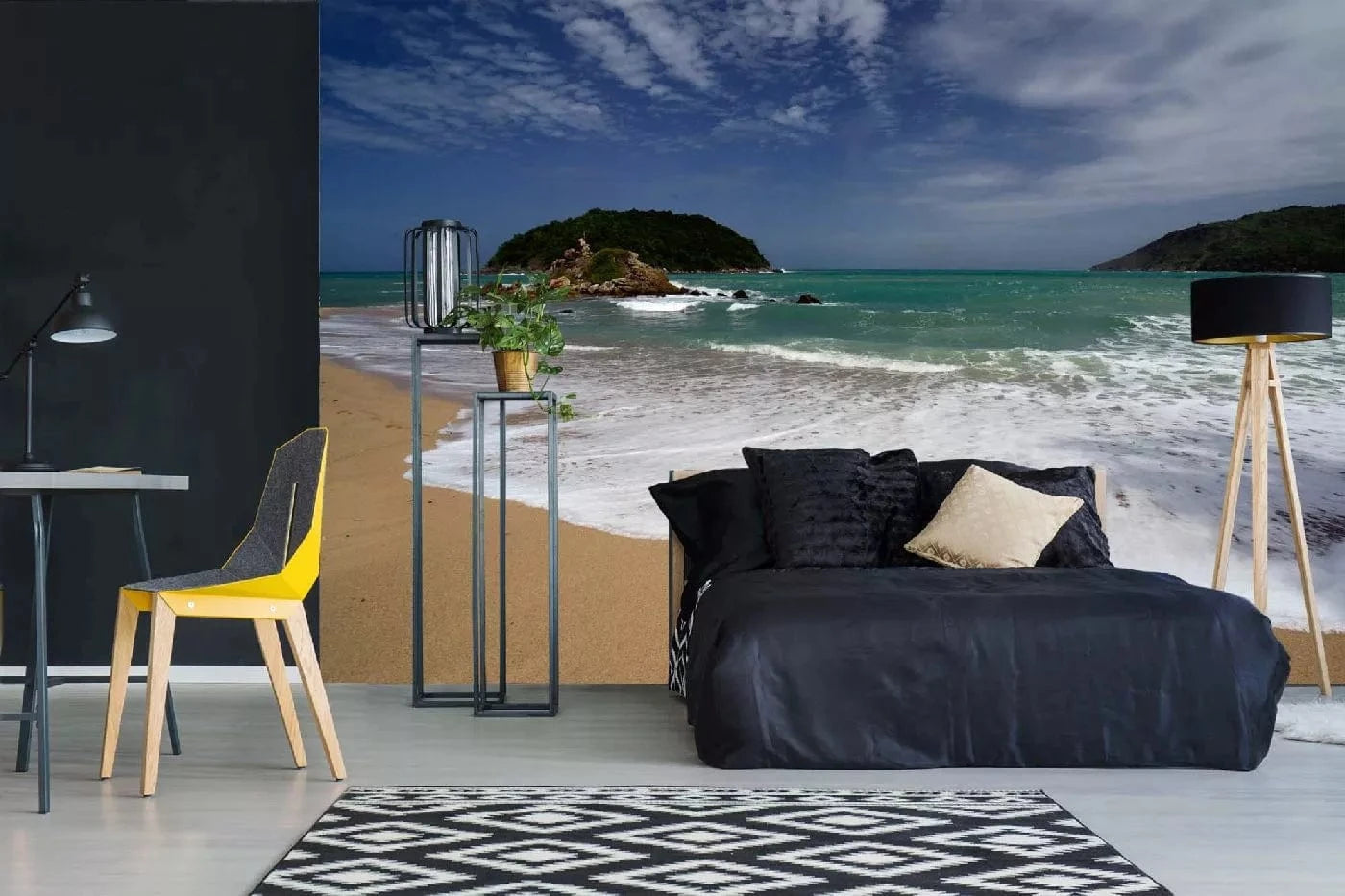 Fototapetes ar tropisko pludmali - Puketa Taizeme, zaļa, zila D-ART