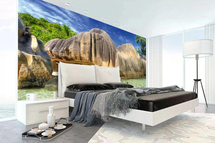 Fototapetes ar tropisko skatu - Brīnišķīgās Seišelas, N3239, zilā D-ART