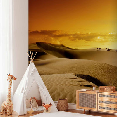 Wall Murals With desert - Sahara and camels - 60292 - orange G -Art