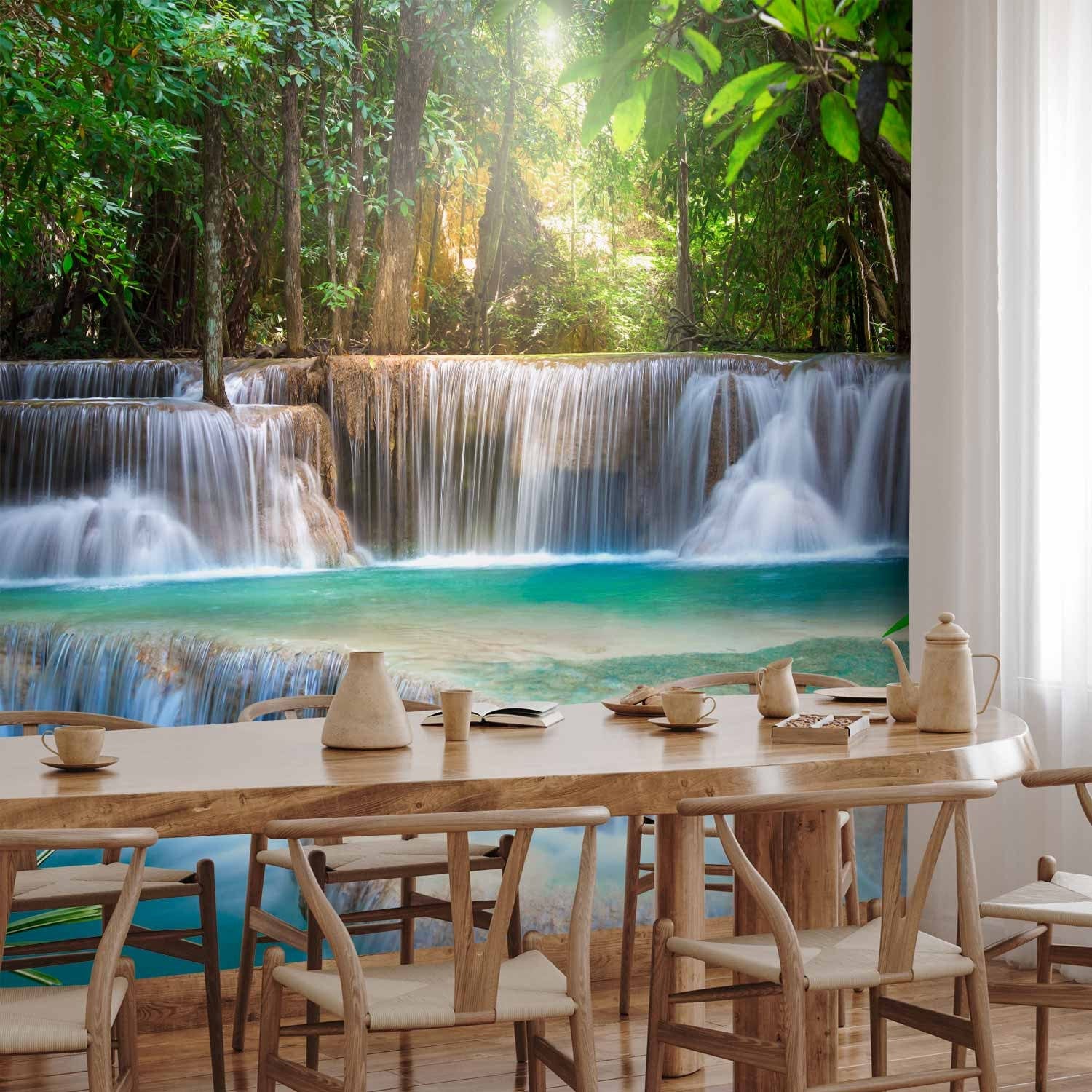 Fototapetes ar ūdenskritumu zaļā krāsā - Dabas atmoda - 60023 G-ART