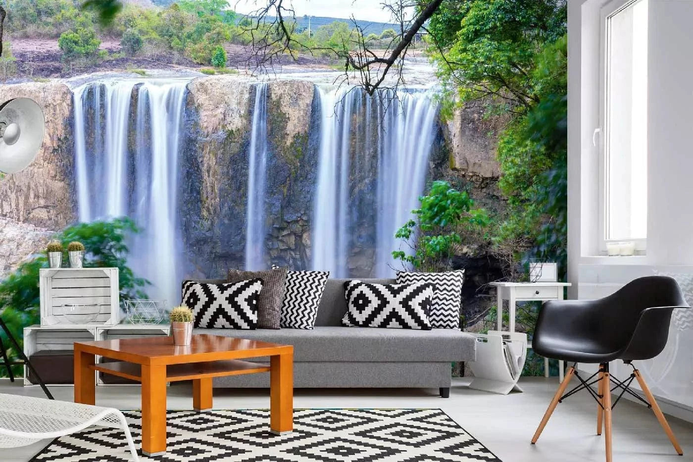 Fototapetes ar ūdenskritumu - Dabas ūdenskritumi, zaļa, bēša D-ART