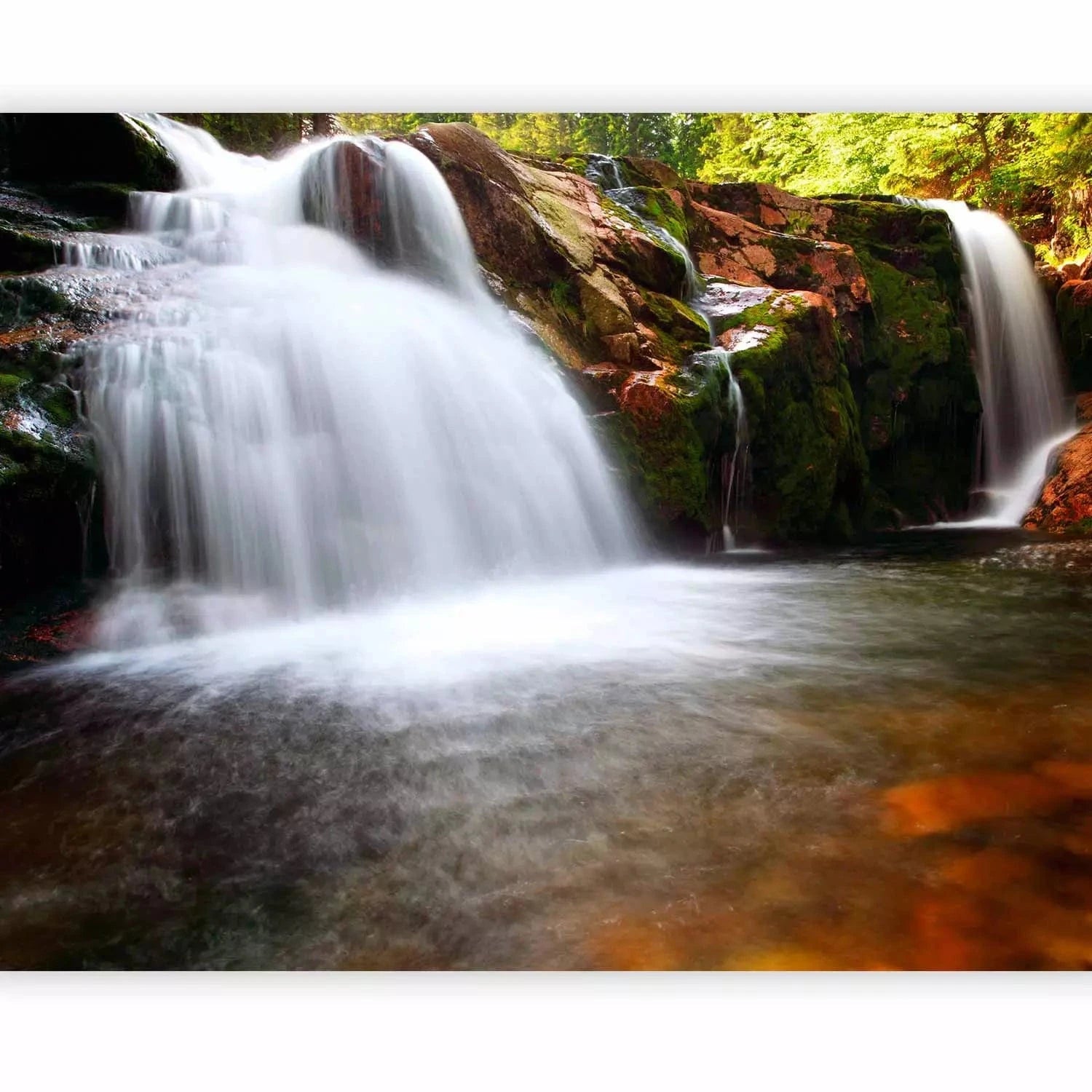 Fototapetes - Dabas miers - ūdenskritumi uz brūniem akmeņiem G-ART
