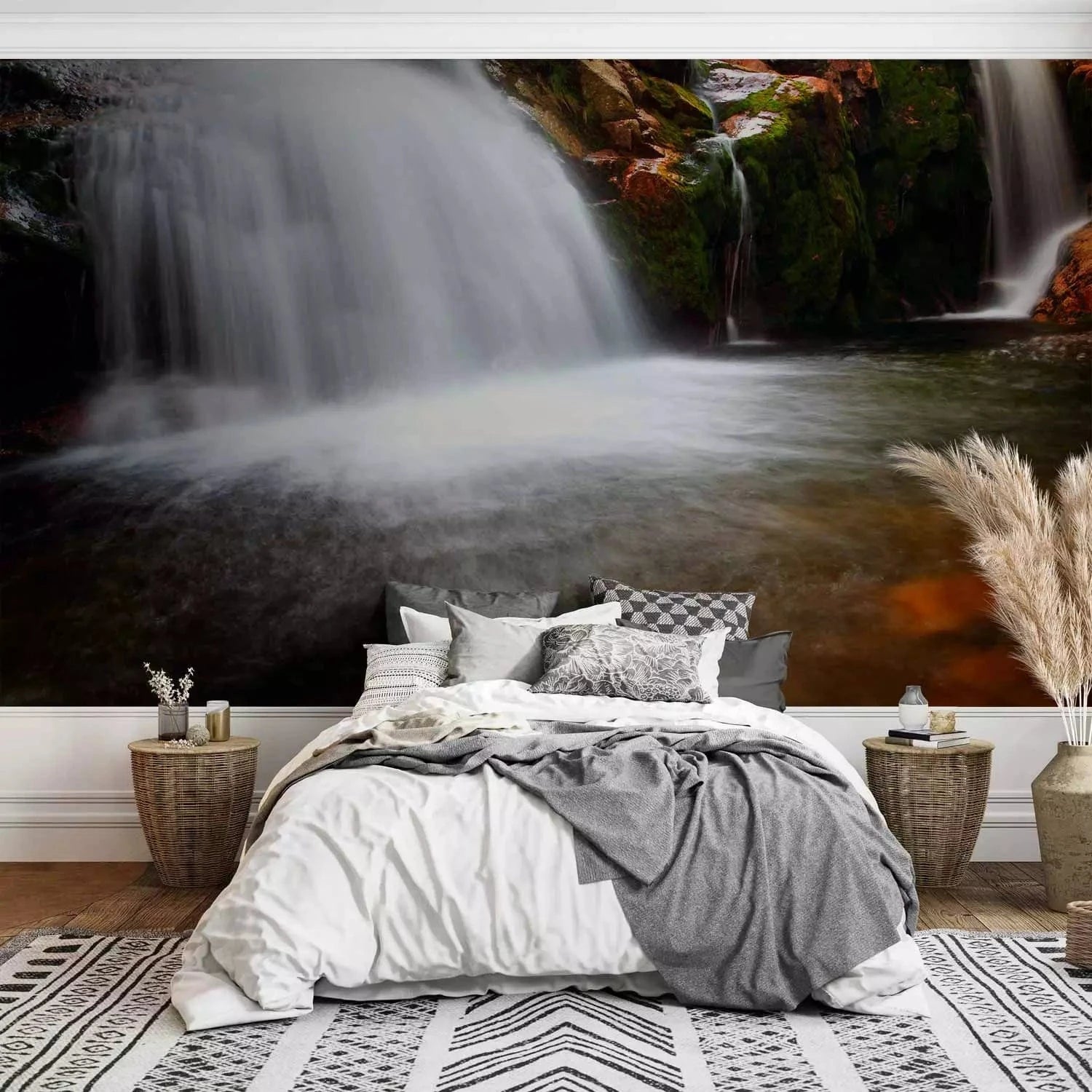 Fototapetes - Dabas miers - ūdenskritumi uz brūniem akmeņiem G-ART