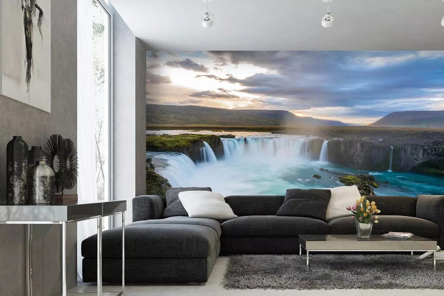 Fototapetes ar ūdenskritumu - Godafoss ūdenskritums, zilos toņos D-ART