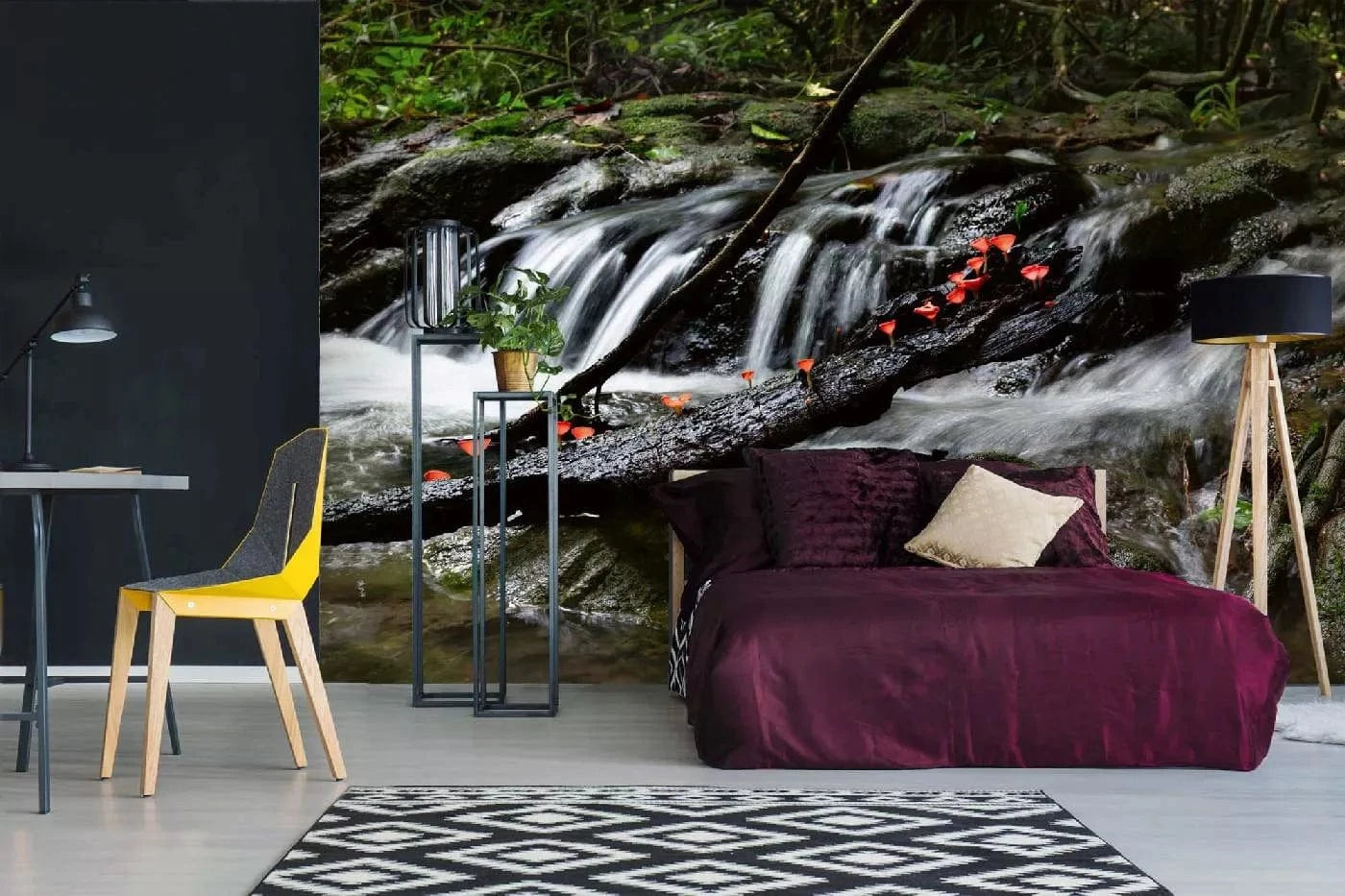 Fototapetes ar ūdenskritumu - Meža ūdenskritums, dabiskos toņos D-ART