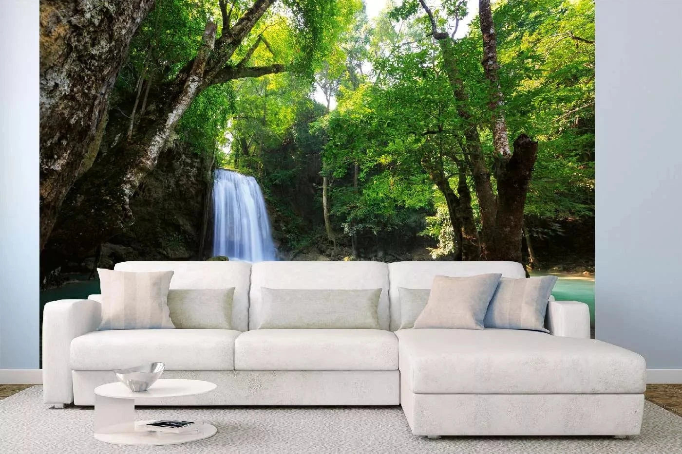 Fototapetes ar ūdenskritumu - Meža ūdenskritums II, zilā, 375x250 cm D-ART