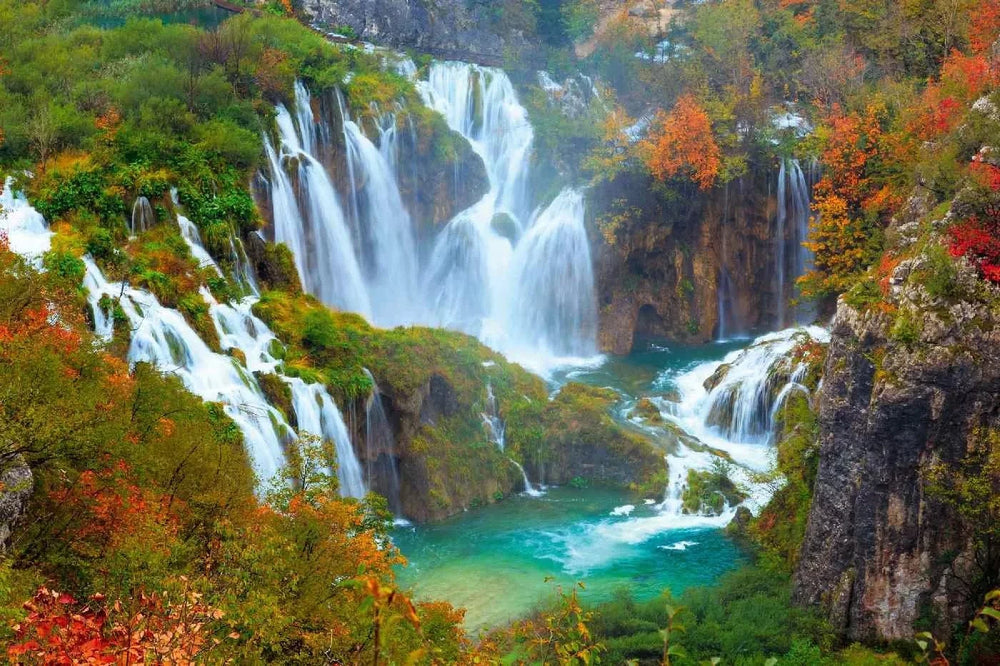 Fototapetes ar ūdenskritumu - Plitvice nacionālais parks,  zaļā krāsā D-ART
