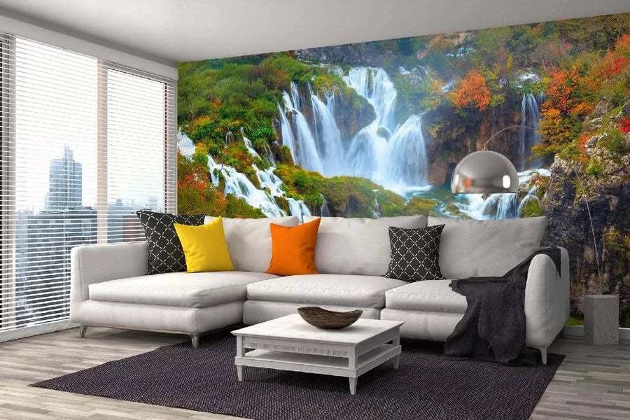 Fototapetes ar ūdenskritumu - Plitvice nacionālais parks,  zaļā krāsā D-ART