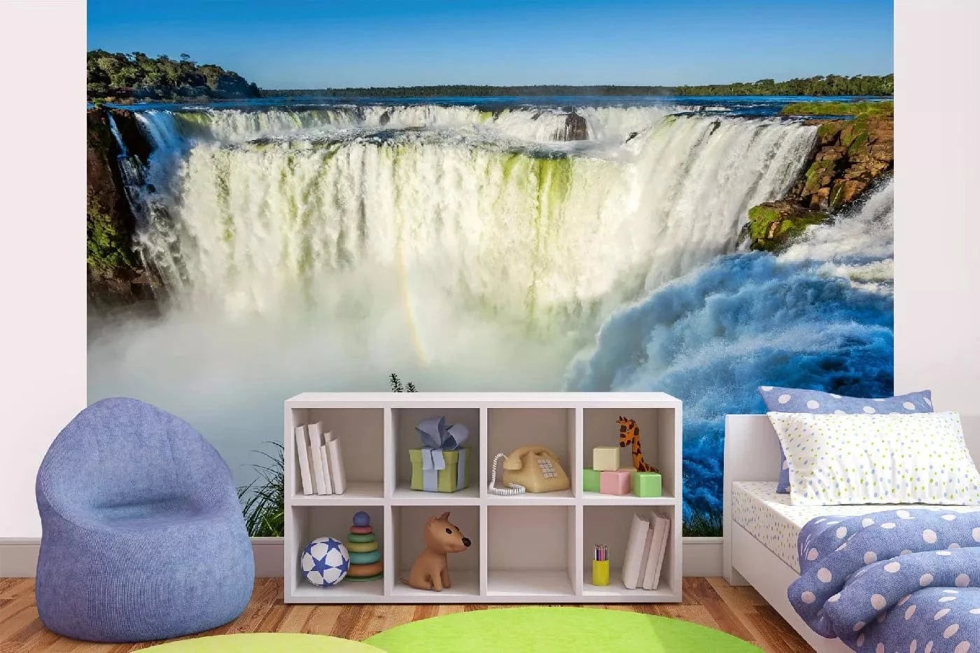 Fototapetes ar ūdenskritumu - Velna rīkles ūdenskritums, zilā krāsā D-ART