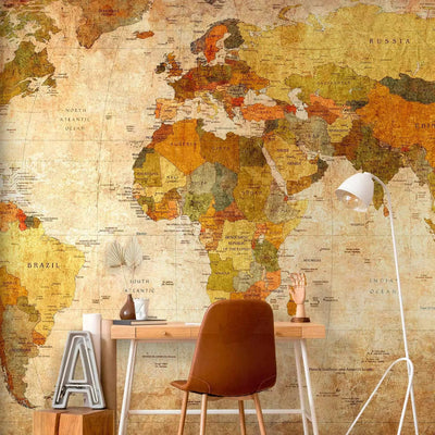 Wall Murals- G-ART map with retro-style country and capital inscriptions