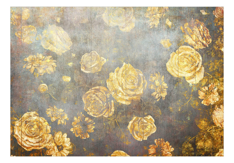Fototapetes ar vintāžas ziediem - Miglaini ziedi, dzeltena, 143144 G-ART