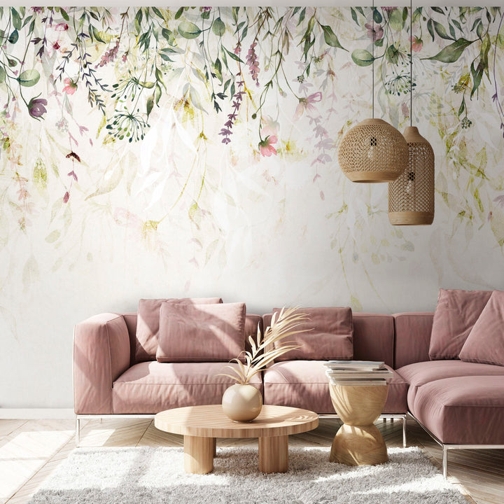 Wall Murals with flowers - Floral romance in warm earth tones