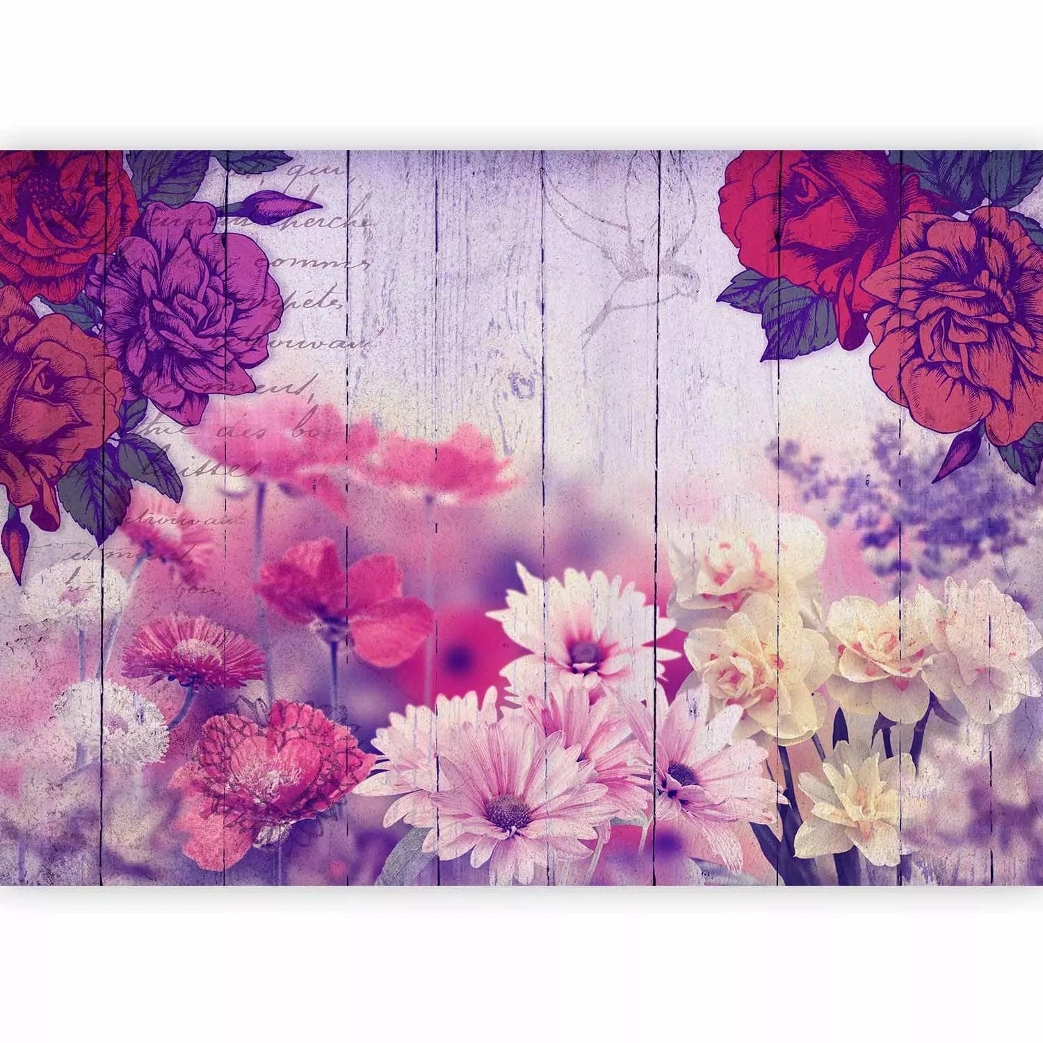 Fototapetes ar ziediem - Smaržīgā terapija, rozā/violetā krāsā G-ART