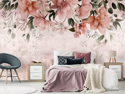 Fototapetes viesistabai ar ziediem - Smaržīgi sapņi, rozā, 143178 G-ART