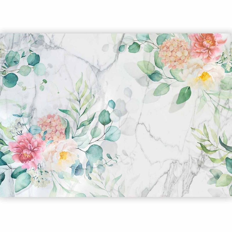 Wall Murals For the living room with flowers - flowers and marble - 135946 G -art