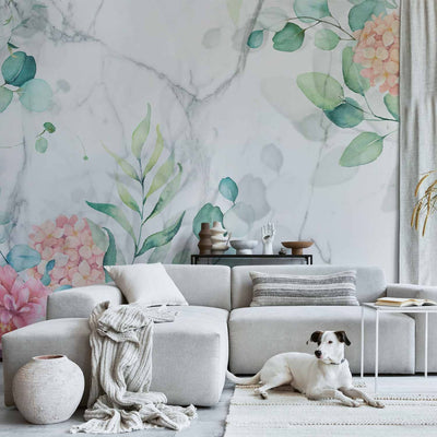 Wall Murals For the living room with flowers - flowers and marble - 135946 G -art