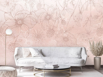 Fototapetes guļamistabai ar ziediem - Ziedošs interjers, rozā, 143068 G-ART