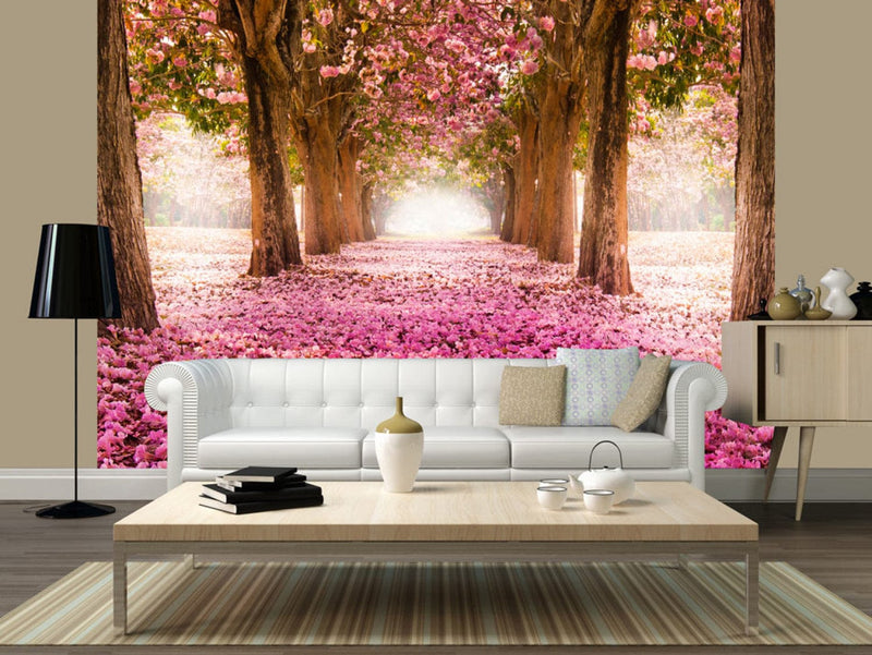 Fototapetes ar ziedu aleju rozā toņos - Rozā birzs, 60423 G-ART