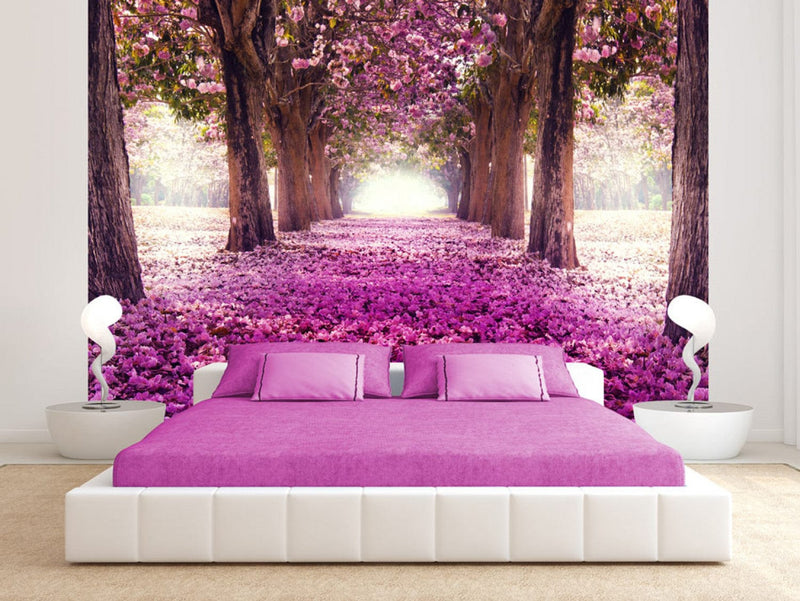 Fototapetes ar ziedu aleju violetos toņos - Rozā ceļš, 60422 G-ART