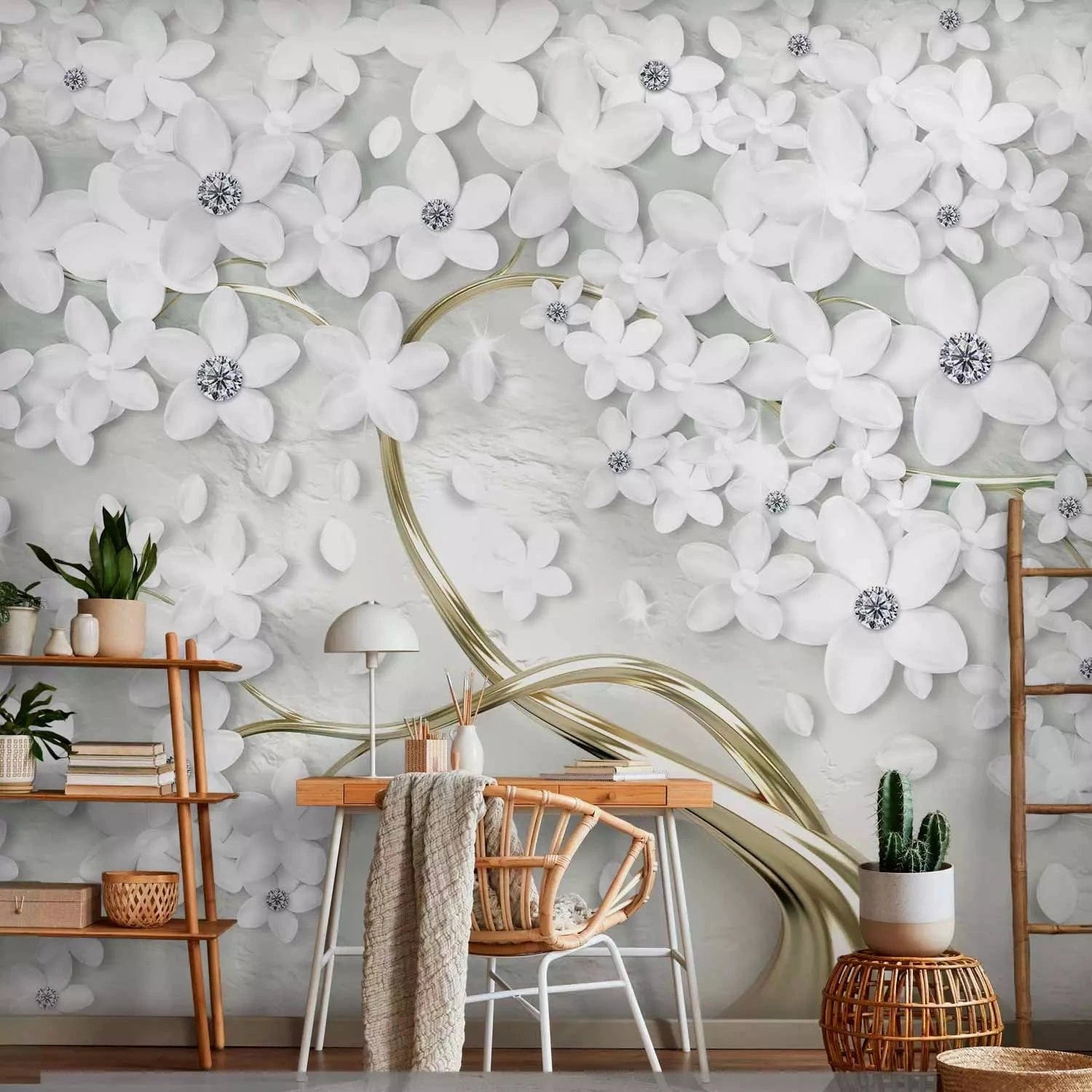 Fototapetes - Atmiņu koks ar baltiem ziediem G-ART