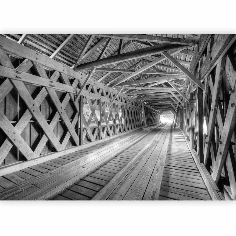 Wall Murals - Old Memory Bridge - Black and white wooden bridge architecture G -art