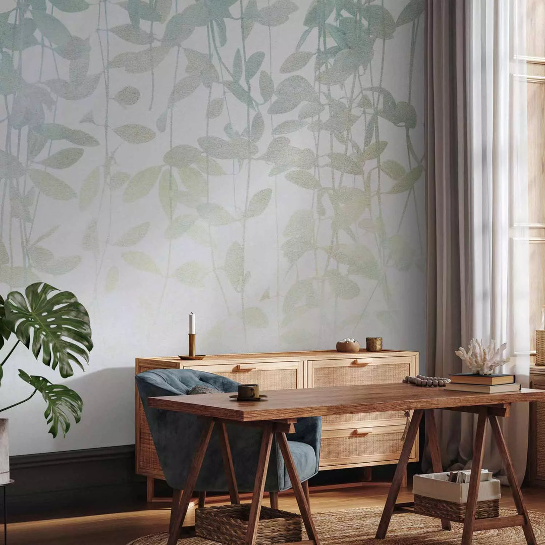 Fototapetes viesistabai - Augi smalkos pasteļzaļos toņos, 151283 G-ART