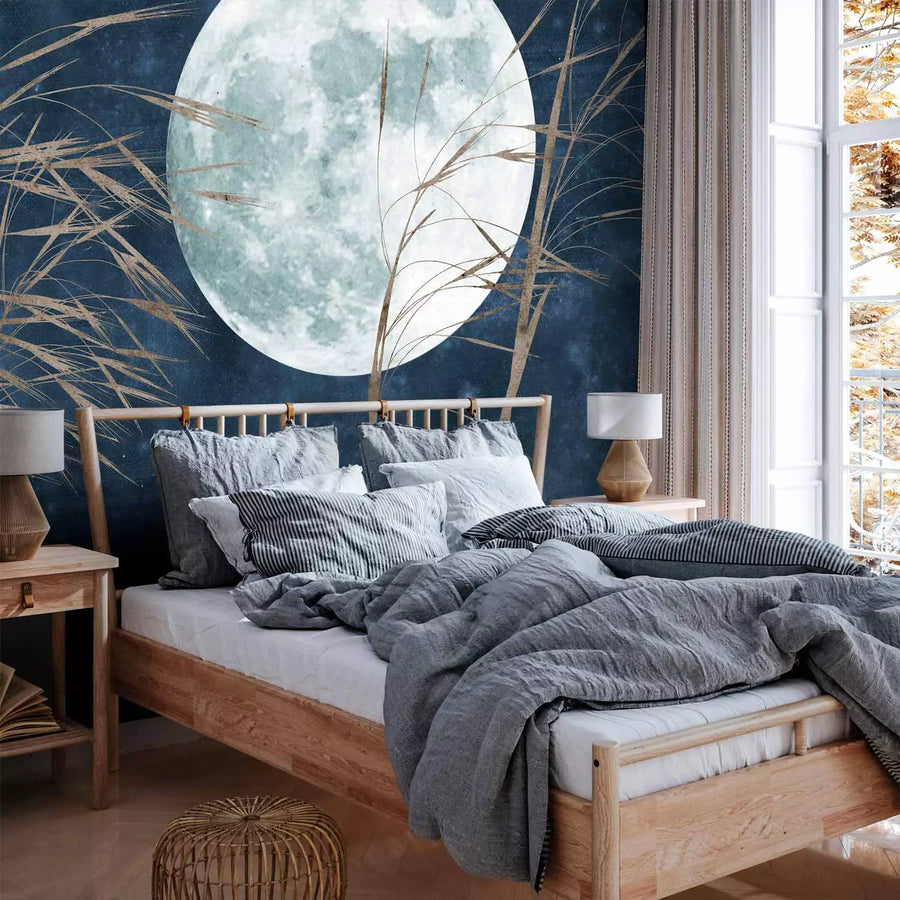 Fototapetes - Augsta zāle uz tumši zilas nakts debess fona - 151266 G-ART