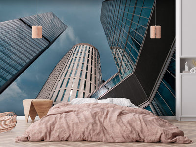 Fototapetes mūsdienīgai guļamistabai - Augstas stiklotas ēkas G-ART