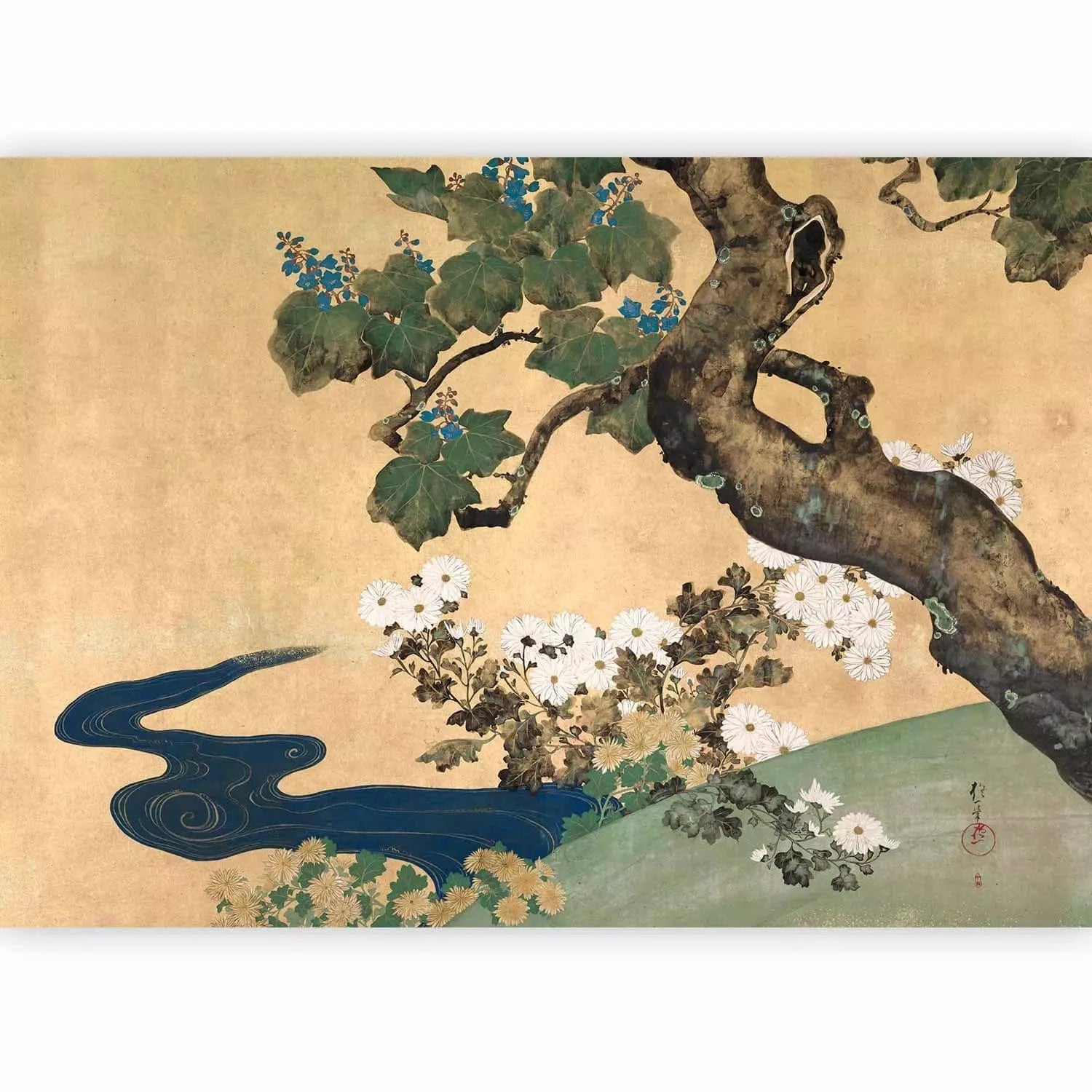 Fototapetes austrumu stilā - Sakai Hoitsu, bēšos toņos G-ART