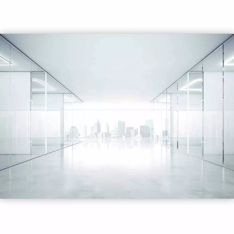 Modern Wall Murals with a white city of glass, 88853, white g-art