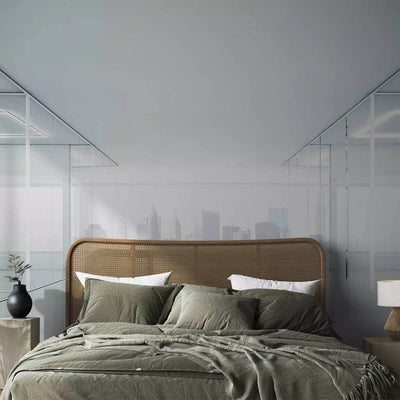 Modern Wall Murals with a white city of glass, 88853, white g-art