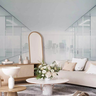 Modern Wall Murals with a white city of glass, 88853, white g-art