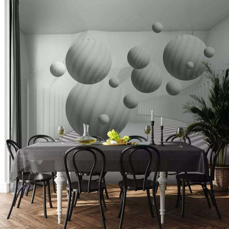 Wall Murals with 3D motif - White balls, 61891, white color G-ART