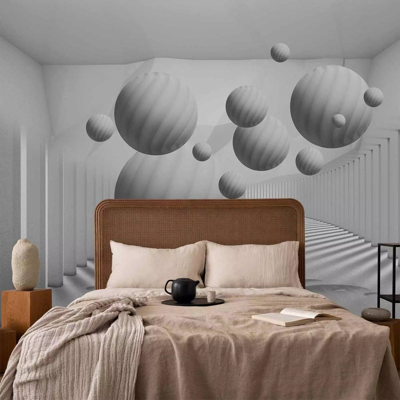 Wall Murals with 3D motif - White balls, 61891, white color G-ART