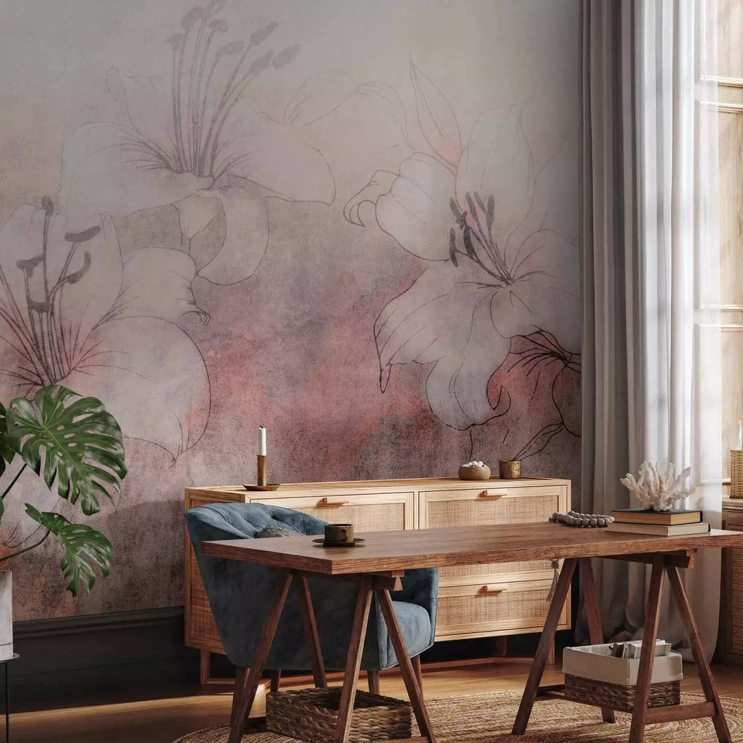 Fototapetes viesistabai rozā toņos - Baltas lilijas - 149250 G-ART