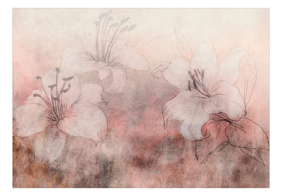 Fototapetes - Baltas lilijas uz koraļļu rozā fona, 149250 G-ART