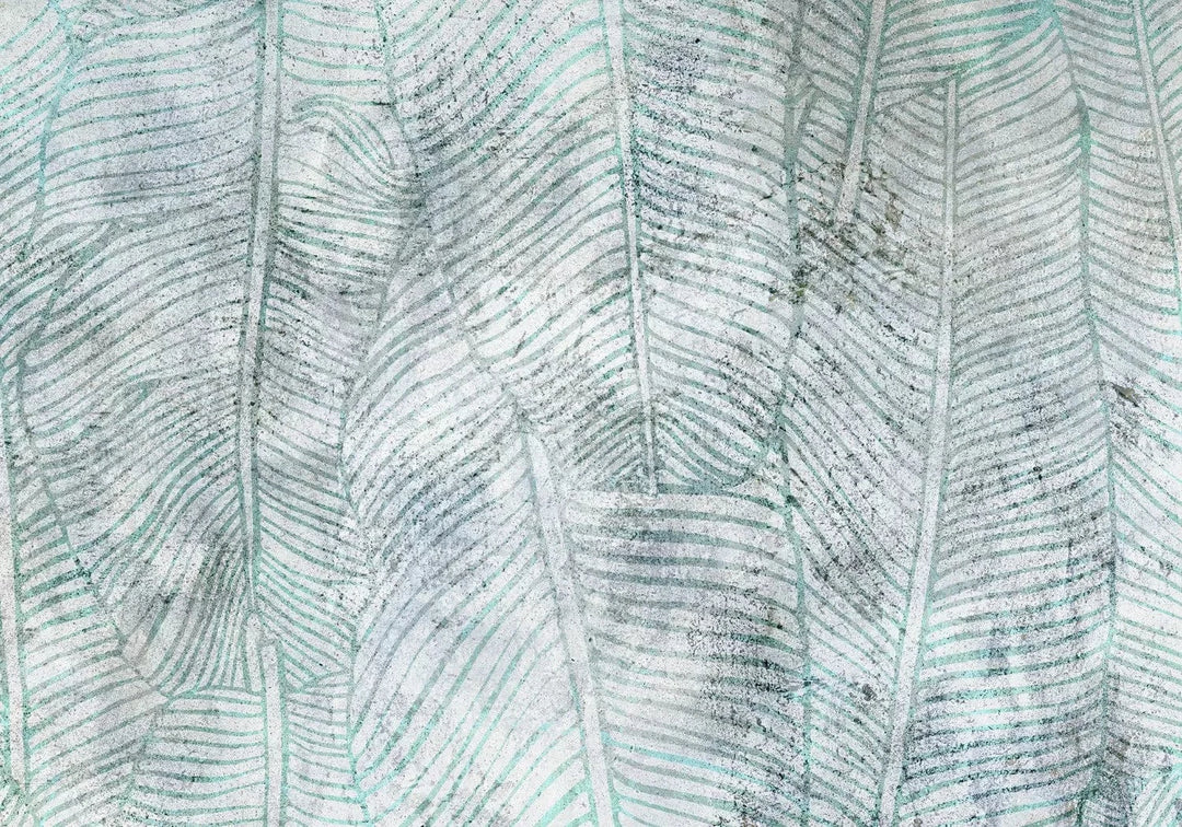 Fototapetes ar lapām - Banānu lapas - zilos / zaļos toņos G-ART