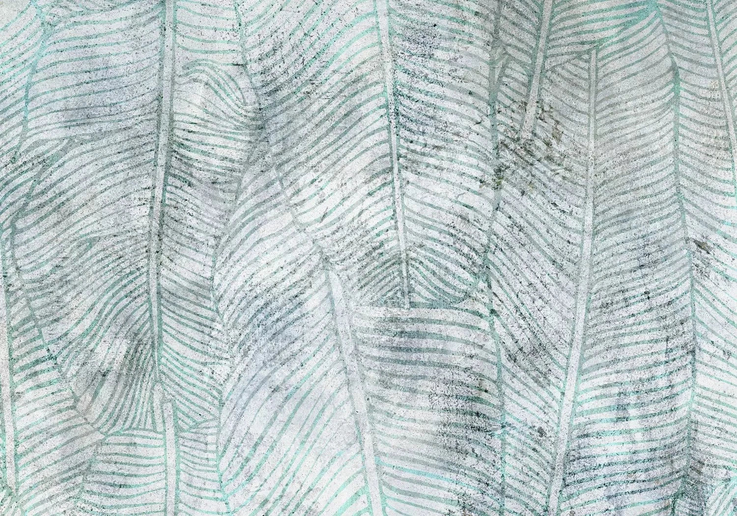 Fototapetes ar lapām - Banānu lapas - zilos / zaļos toņos G-ART