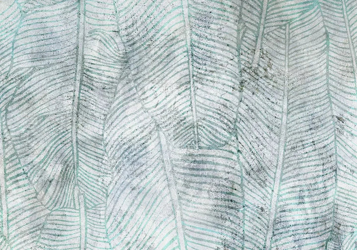 Fototapetes ar lapām - Banānu lapas - zilos / zaļos toņos G-ART