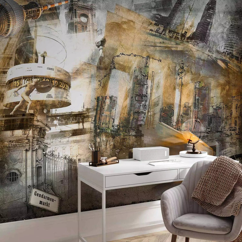  Wall Murals With Berlin Collage in Orange, 97234G-Dart