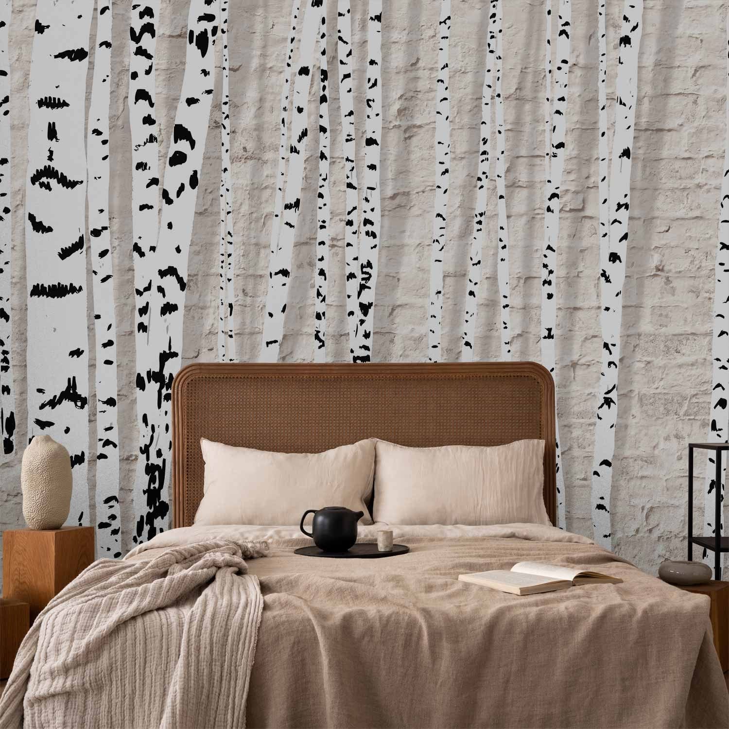 Fototapetes - Stilizētas berzes, 64605 - krēmkrāsā G-ART